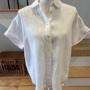 Jcrew Baird McNutt Short-Sleeve Linen Shirt, white, Size XS